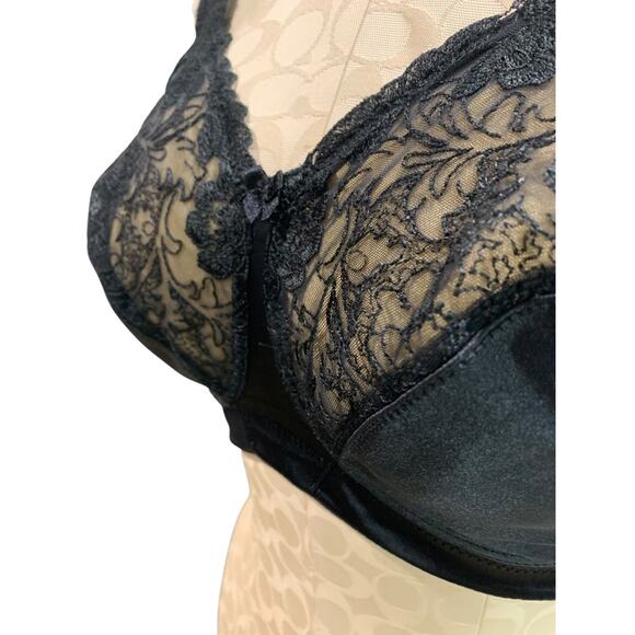 40DD Avenue Body Womens Black Wire Free Bra Lace Unlined - Picture 4 of 11